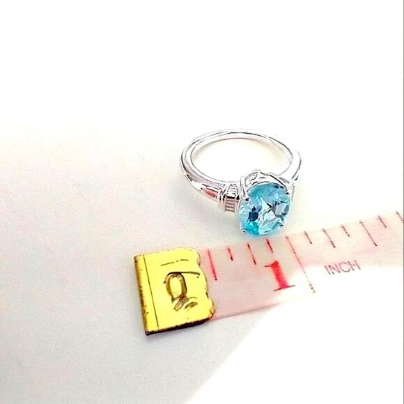 Sky Blue Topaz Solitaire Ring - Picture 8 of 12